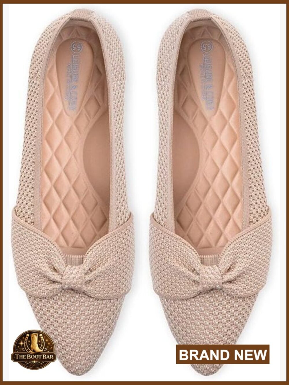 Women's Pointed Toe Knit Ballet Flats Bow Slip-on Shoes